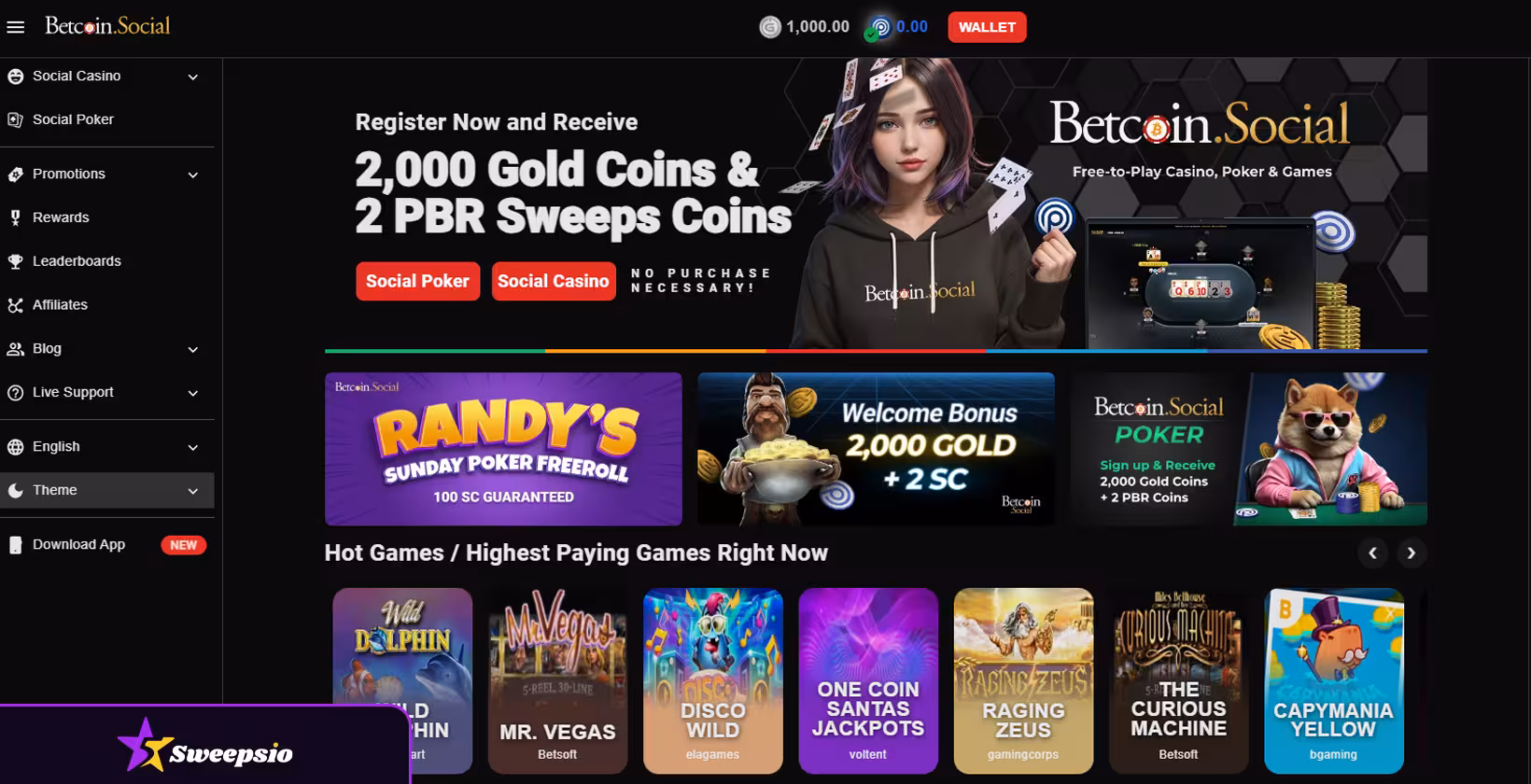 betcoin social landing page