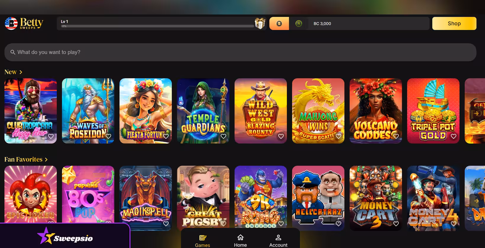 betty sweeps slots games