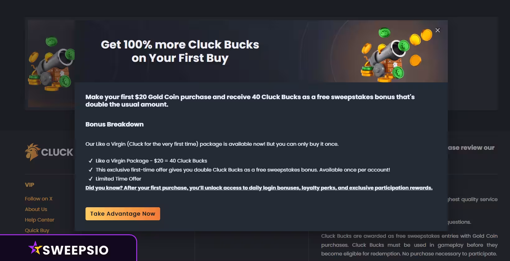 cluck.us casino first buy promo