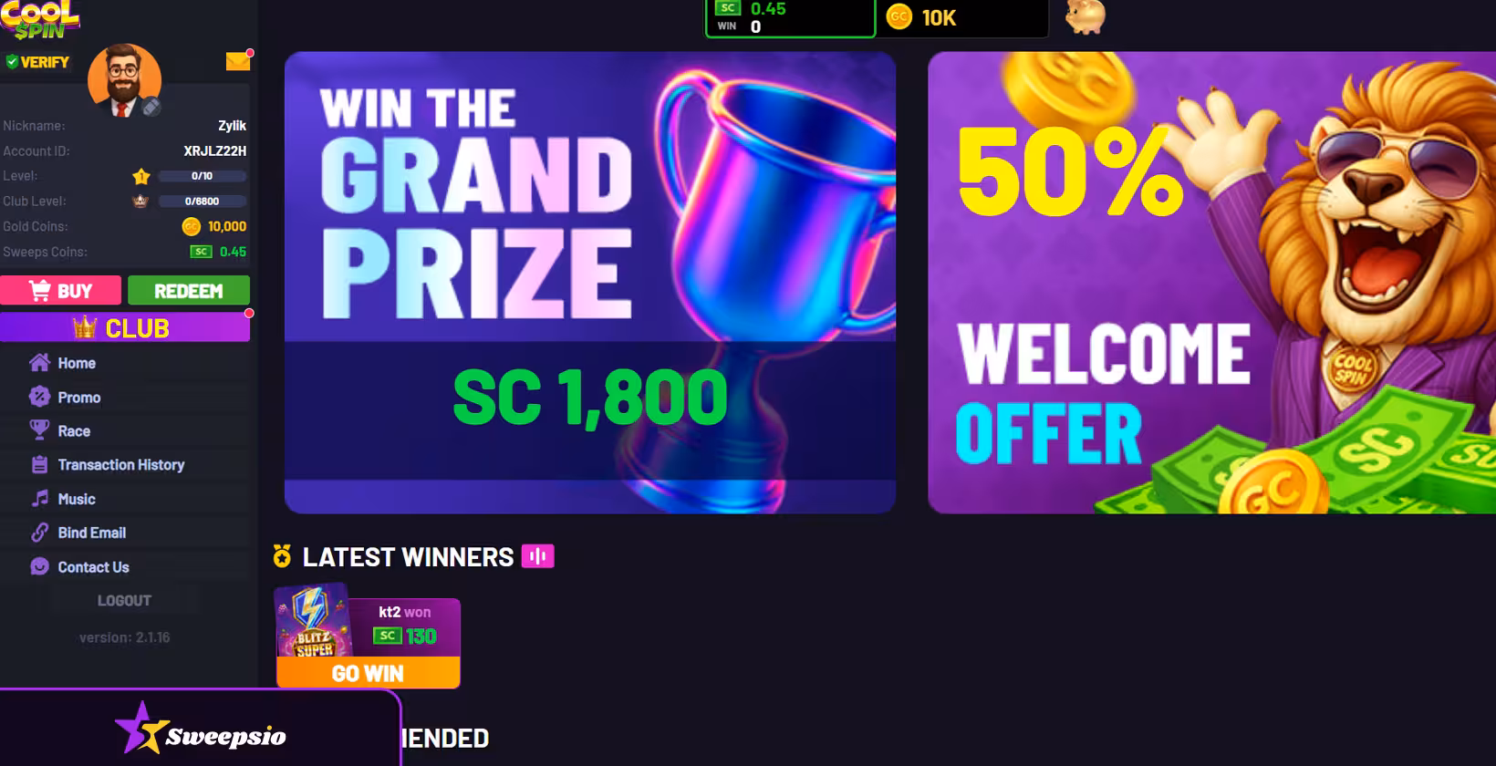 cool spin casino interface