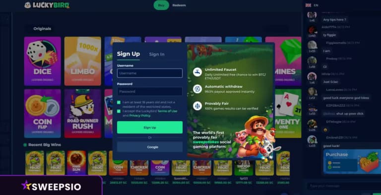 how to sign up at luckybird.io
