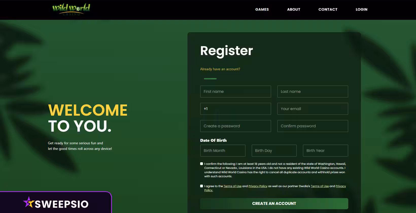 how to sign up at wild world casino 