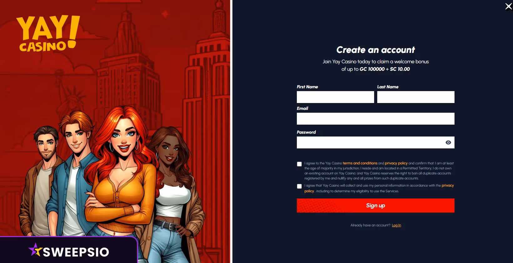 how to sign up at yay casino 