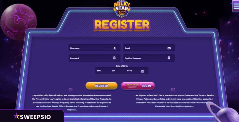 how to sign up on milky star slots