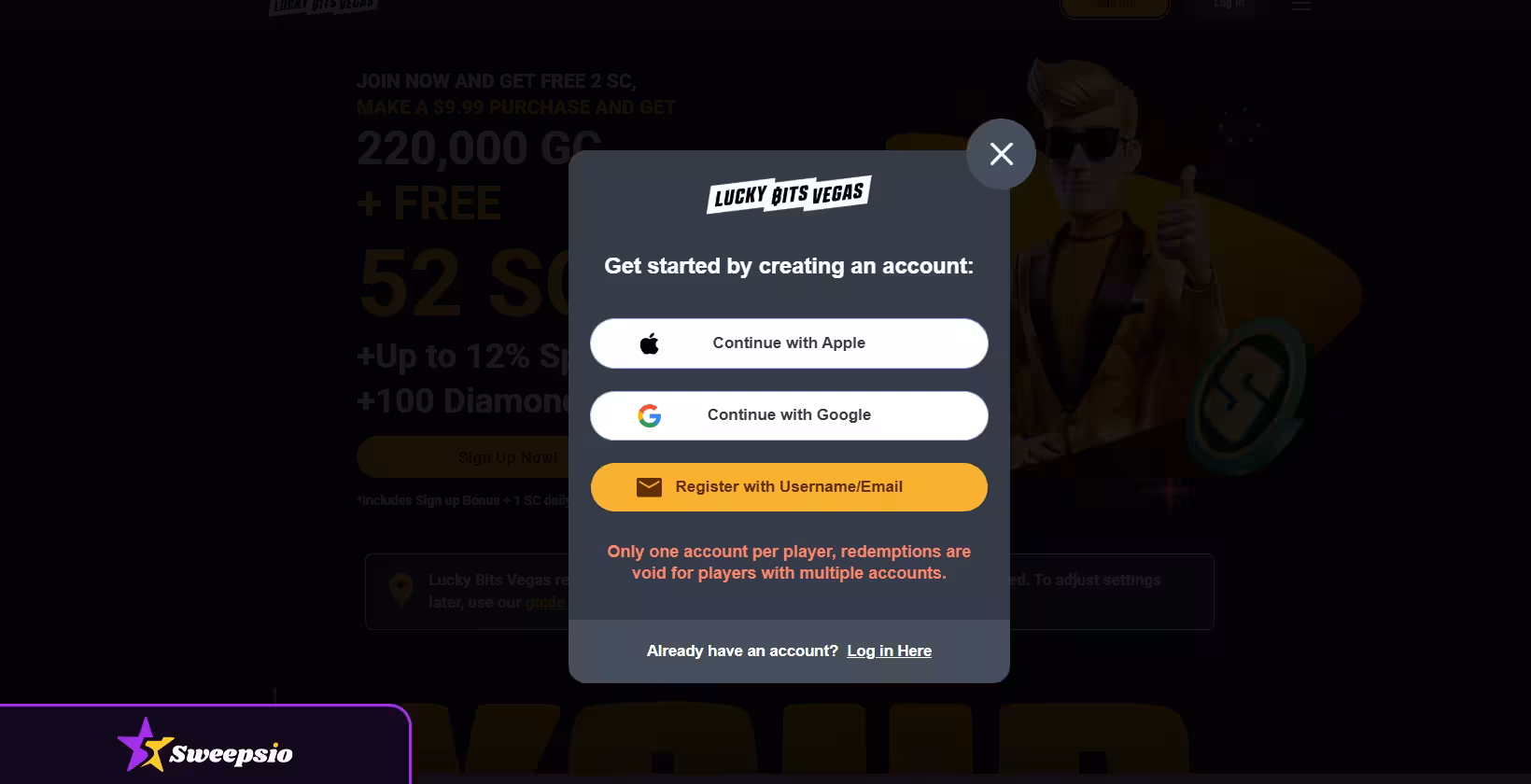 lucky bits vegas casino register