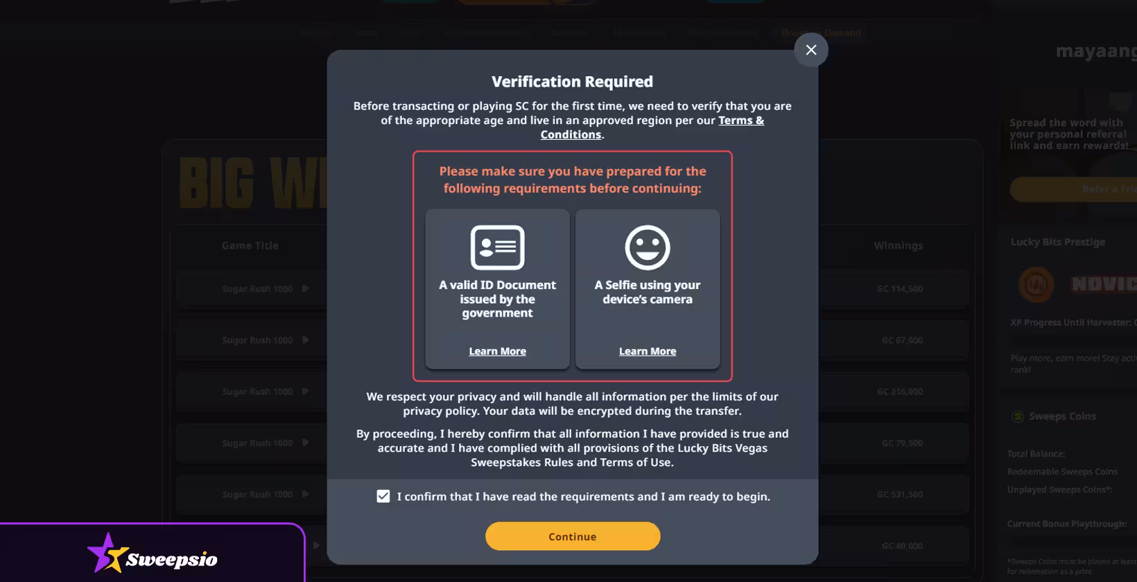 lucky bits vegas verification redeem