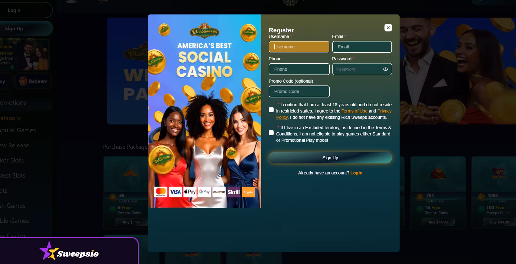 richsweeps casino registration