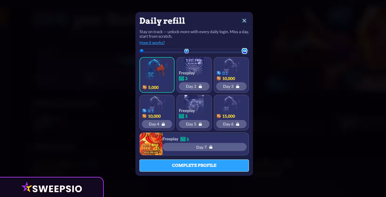 sixty6 casino daily refil
