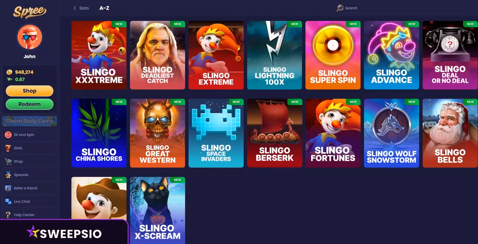 spree casino slingo games