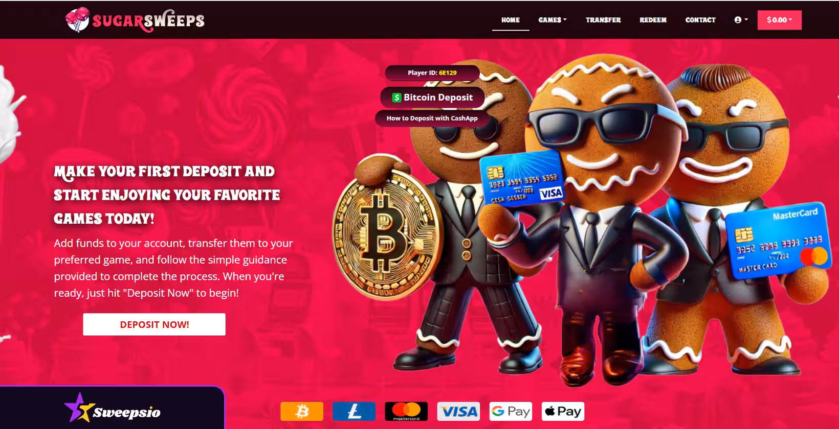 sugarsweeps casino landing page