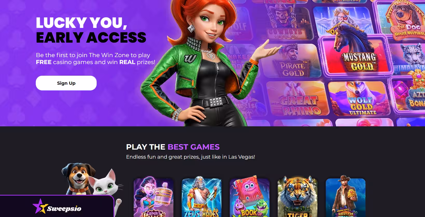 the win zone landing page