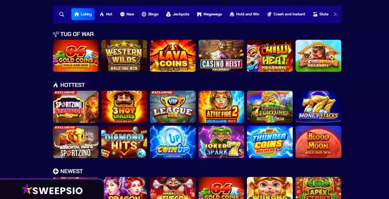 what are the games at sportzino casino