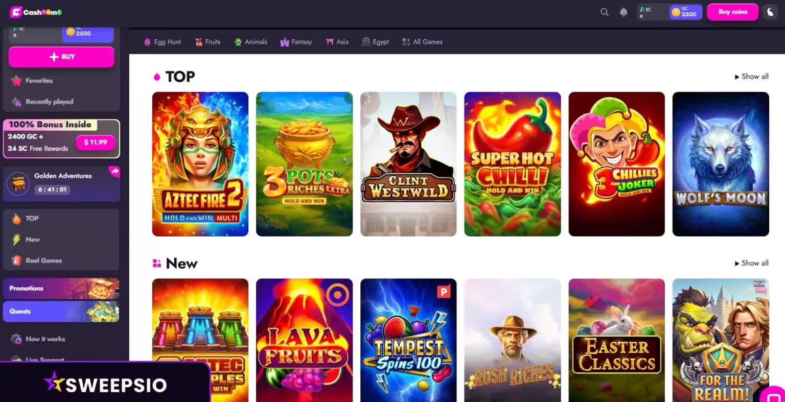 what are the cashoomo casino games