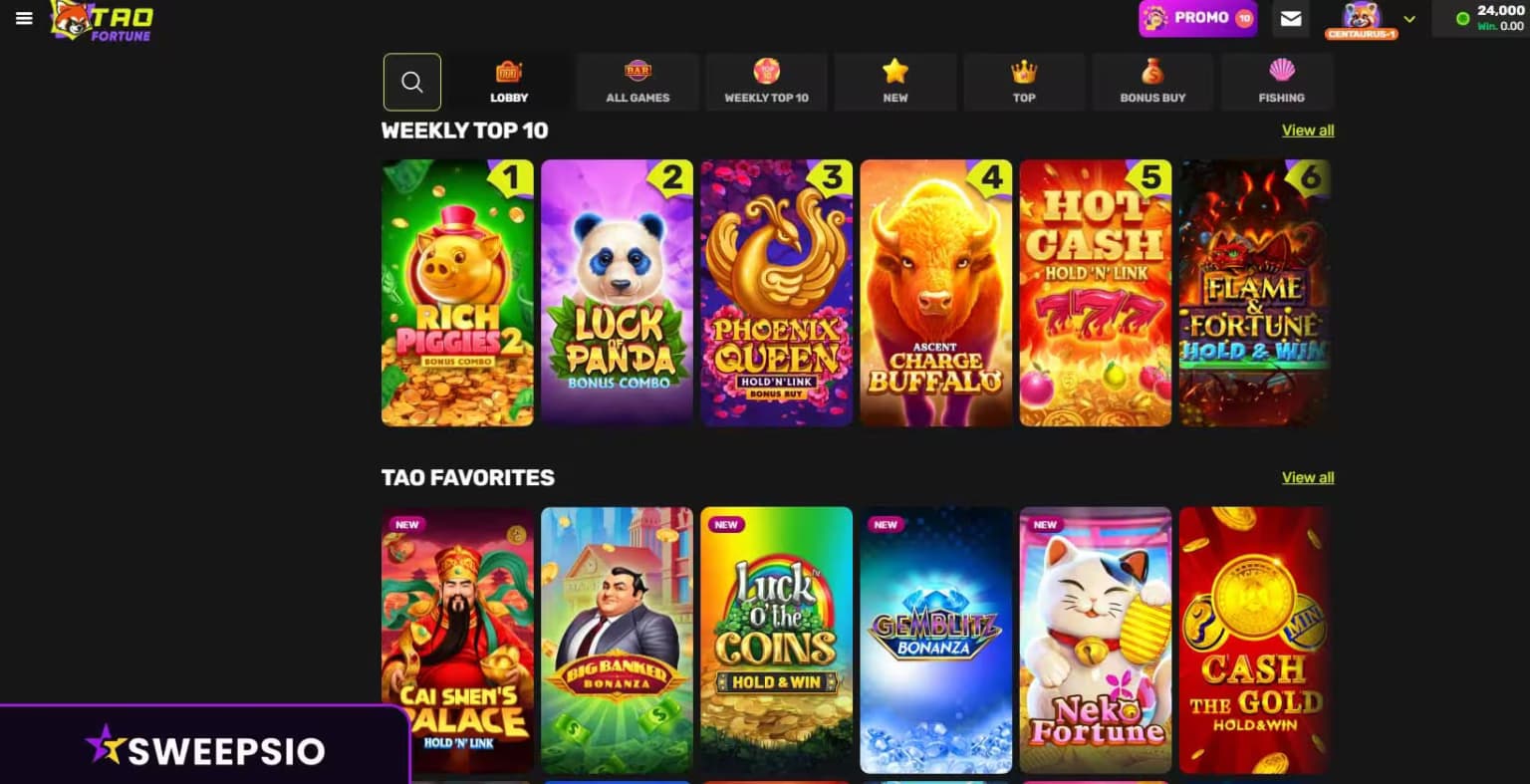 what are the casino games at taofortune