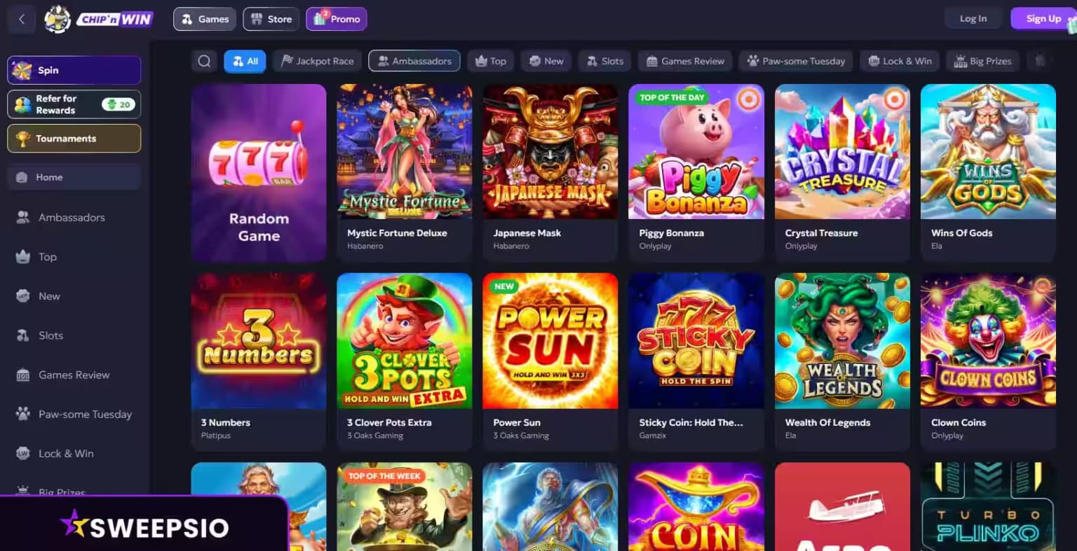 what are the chip'n win games