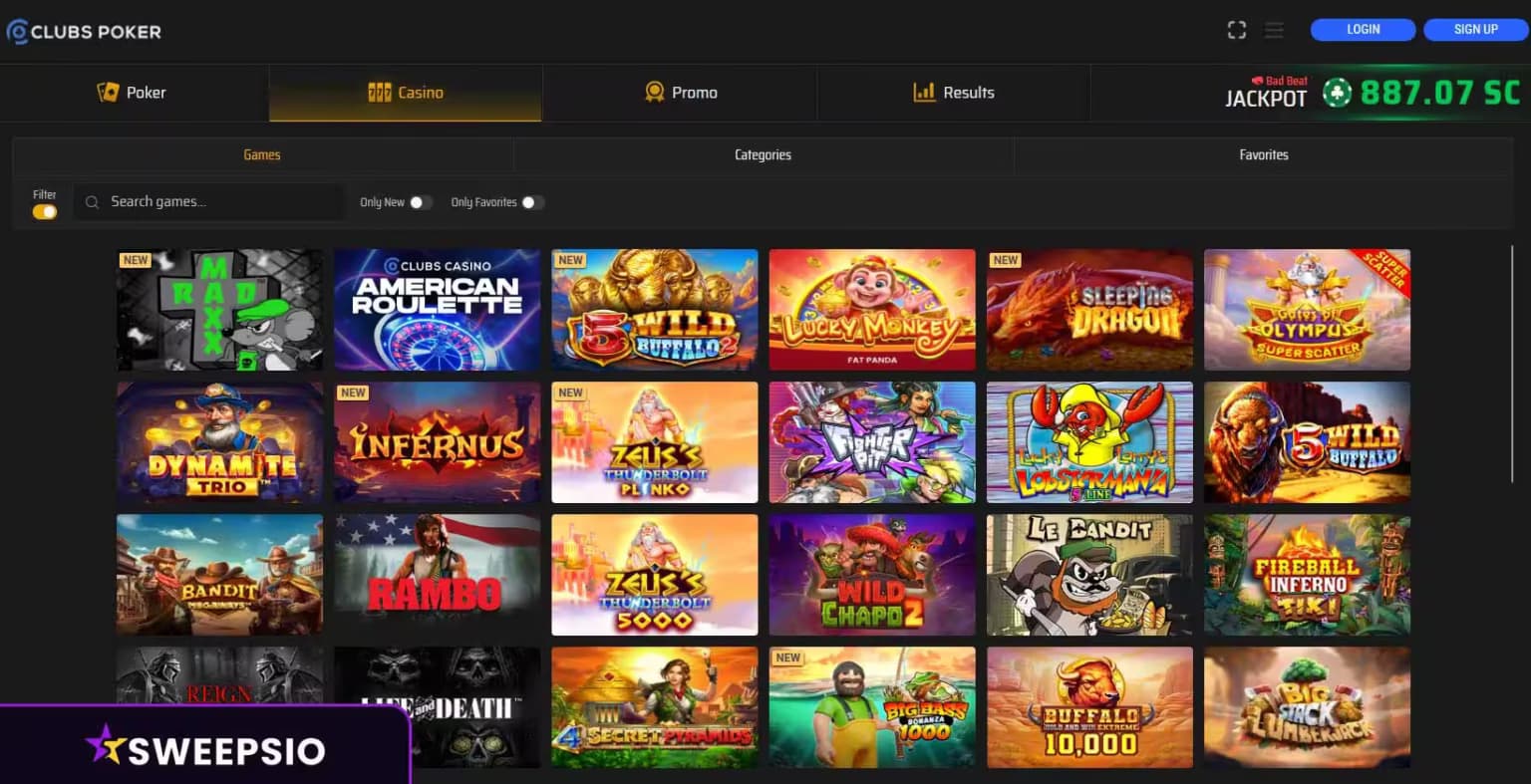 what are the clubs poker casino games
