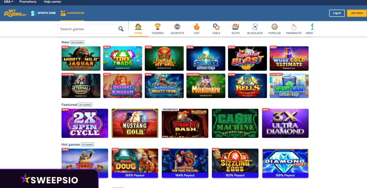 what are the games at betrivers.net