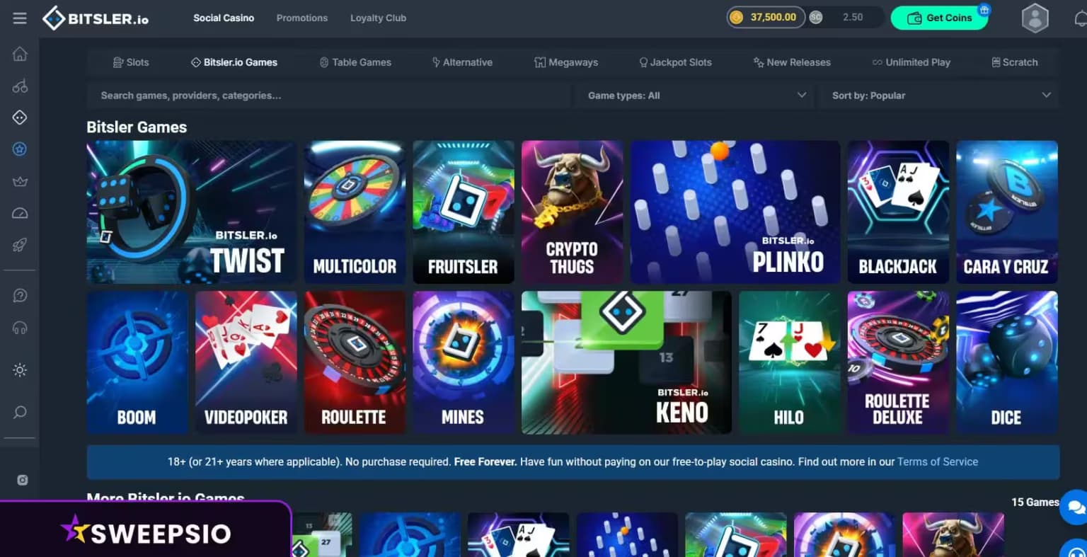 what are the games at bitsler.io