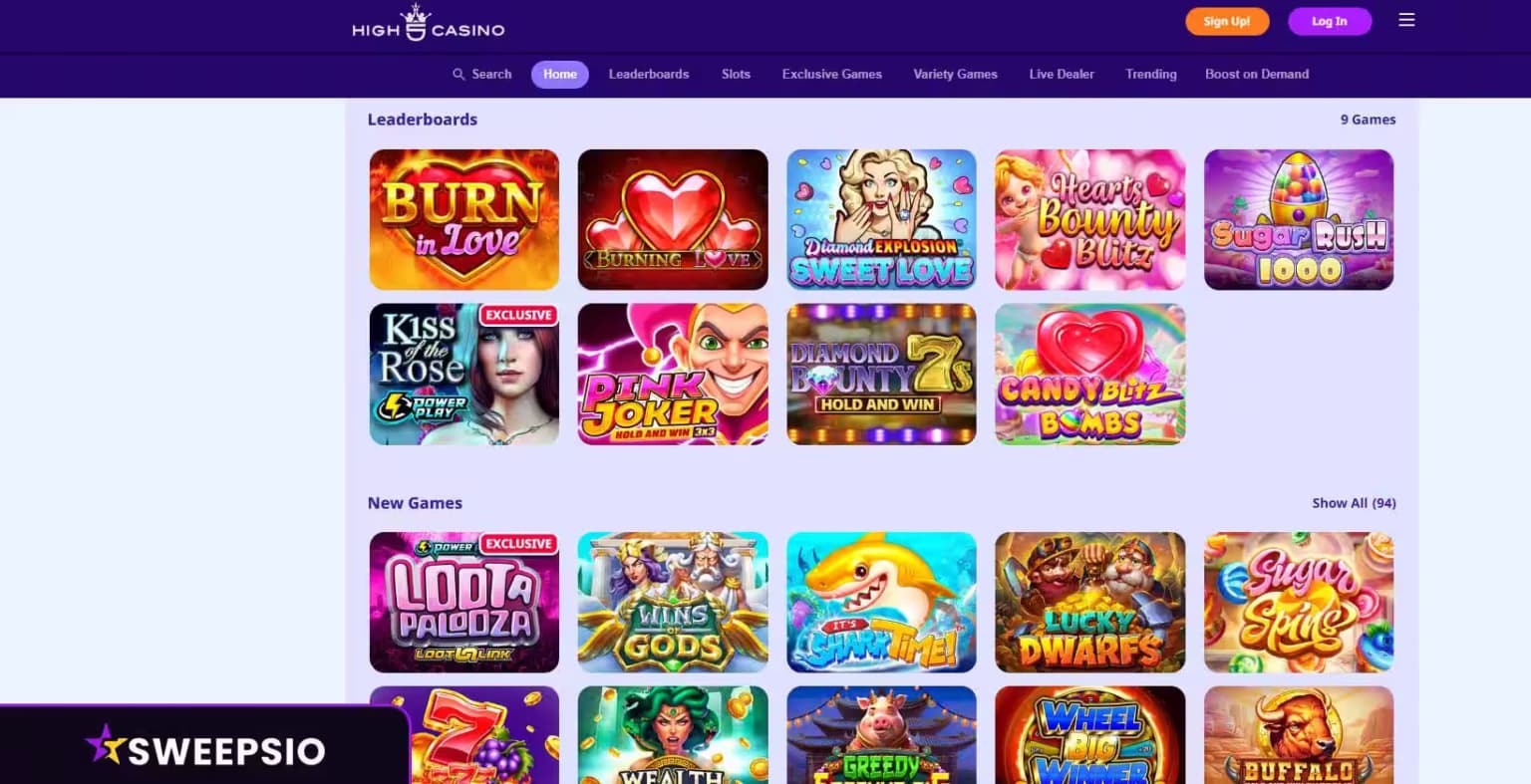 what are the games at high 5 casino