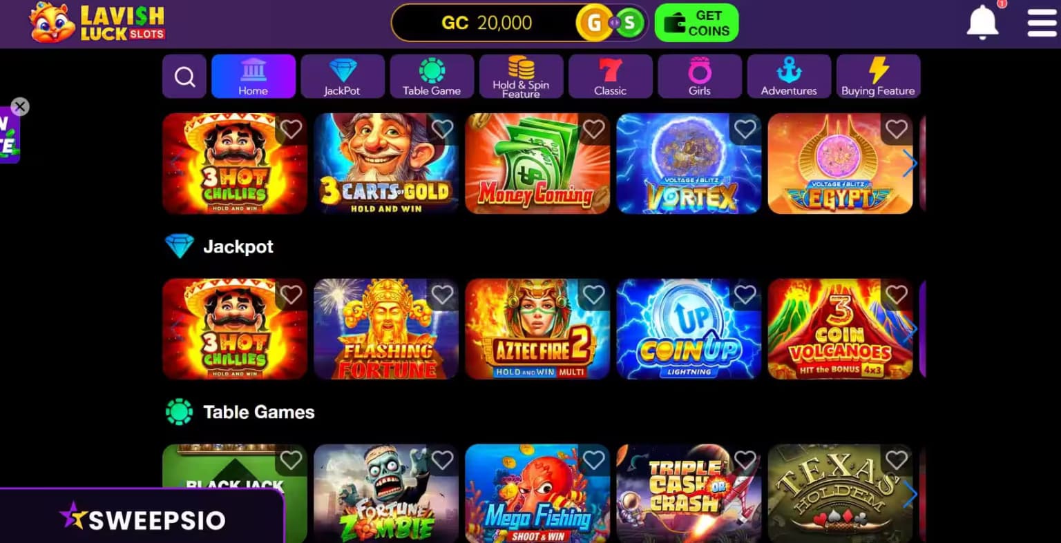 what are the lavish luck games