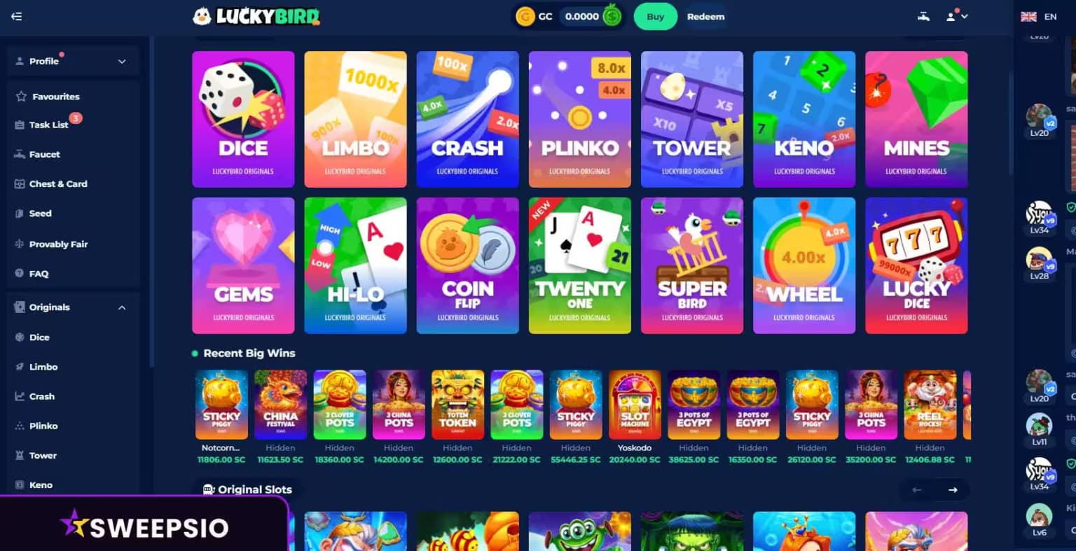 what are the luckybird.io games