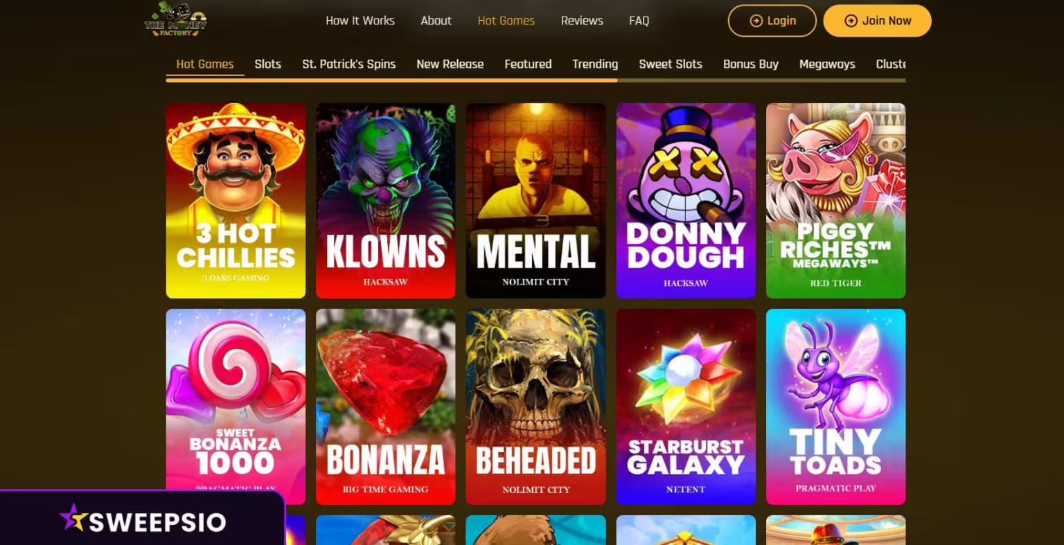 what are the money factory game options