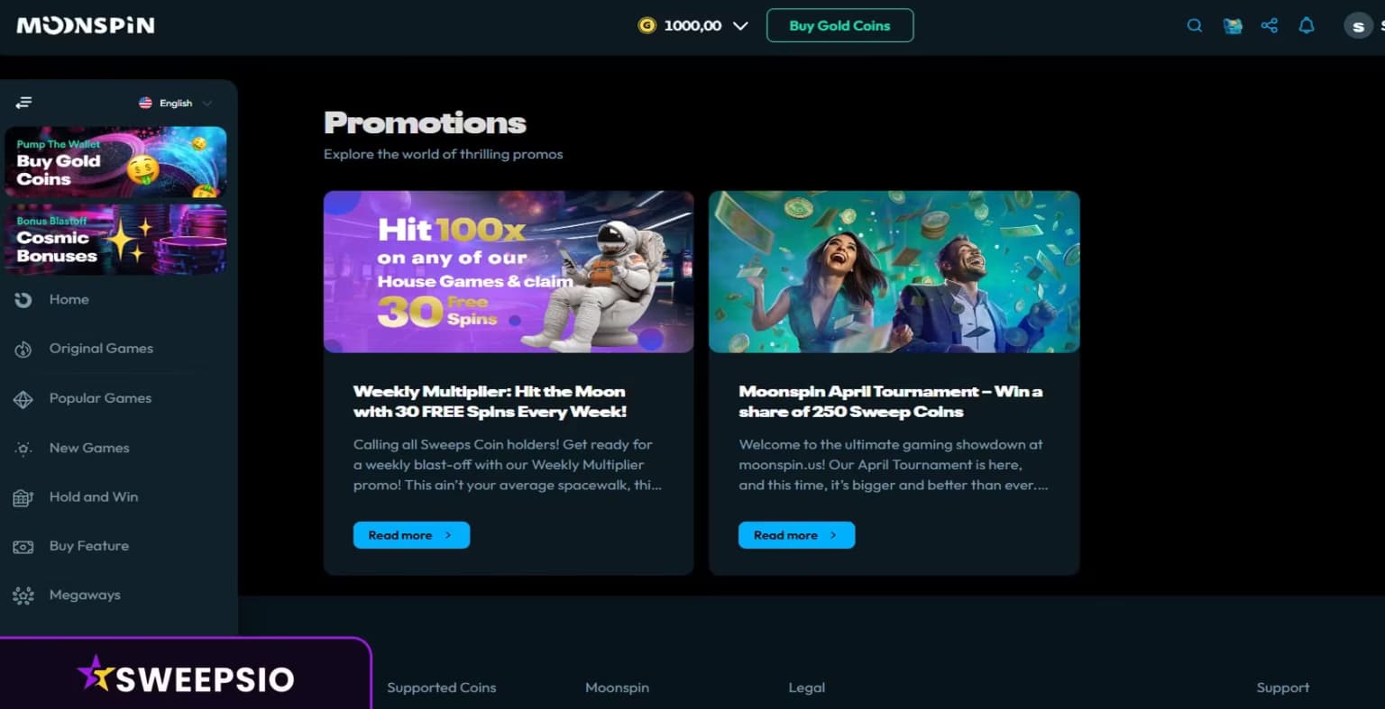 what are the moonspin promotions