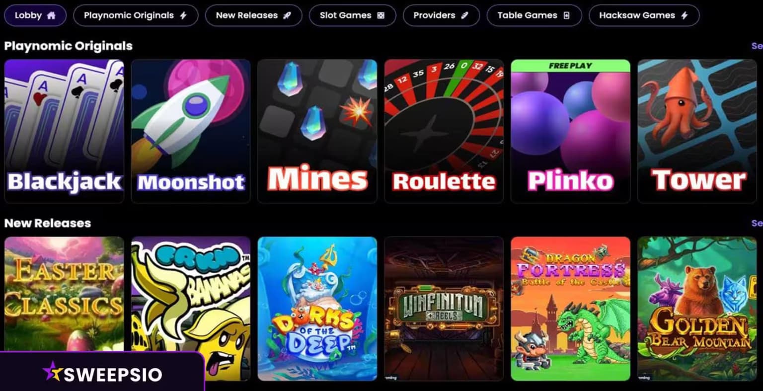 what are the playnomic casino games