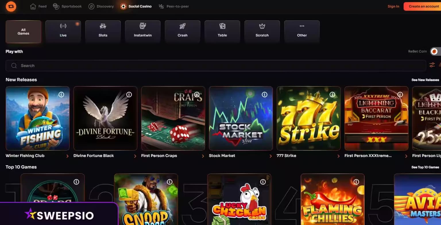 what are the rebet casino games