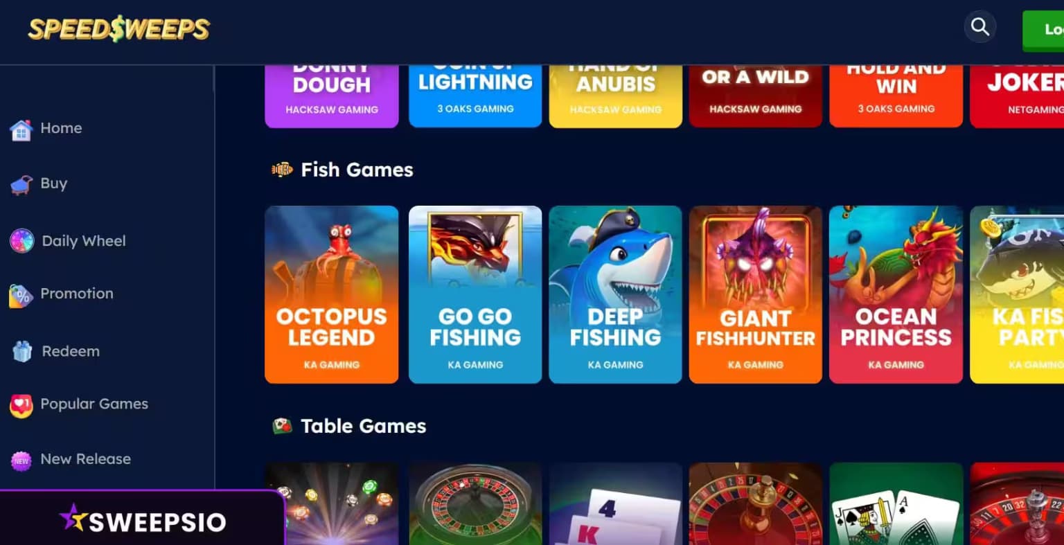 what are the speedsweeps games
