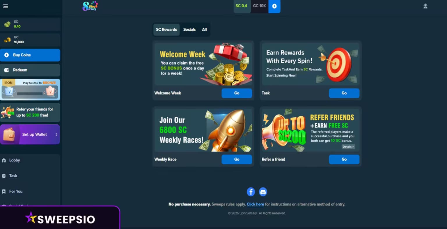 what are the spin sorcery bonus offers