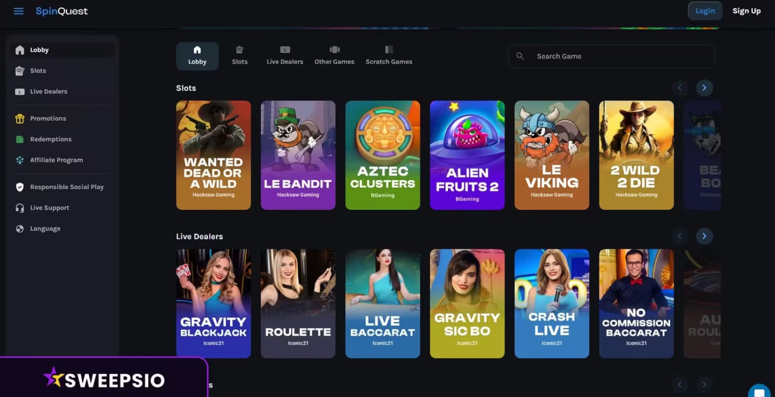 what are the spinquest casino games