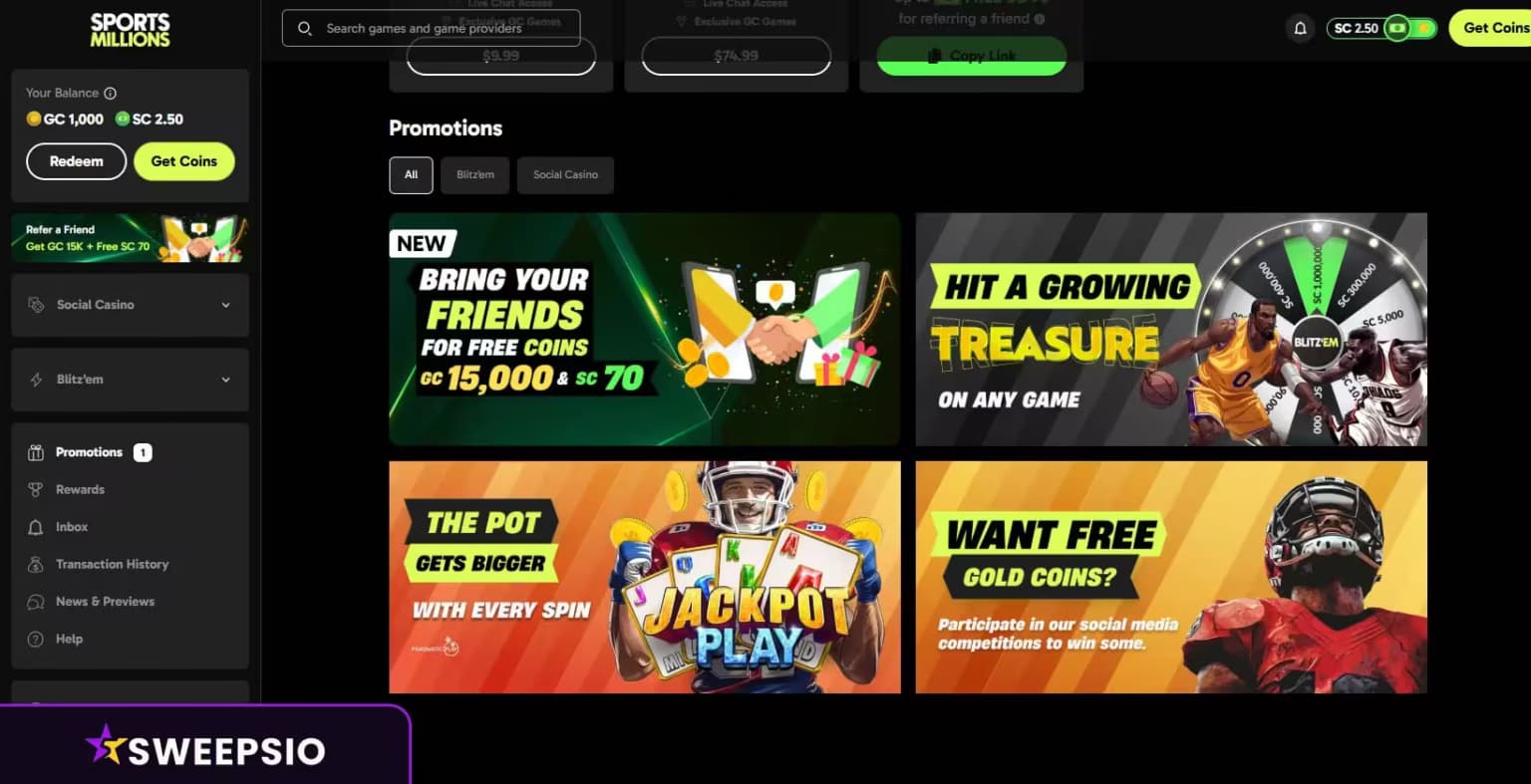 what are the sportsmillions bonus offers