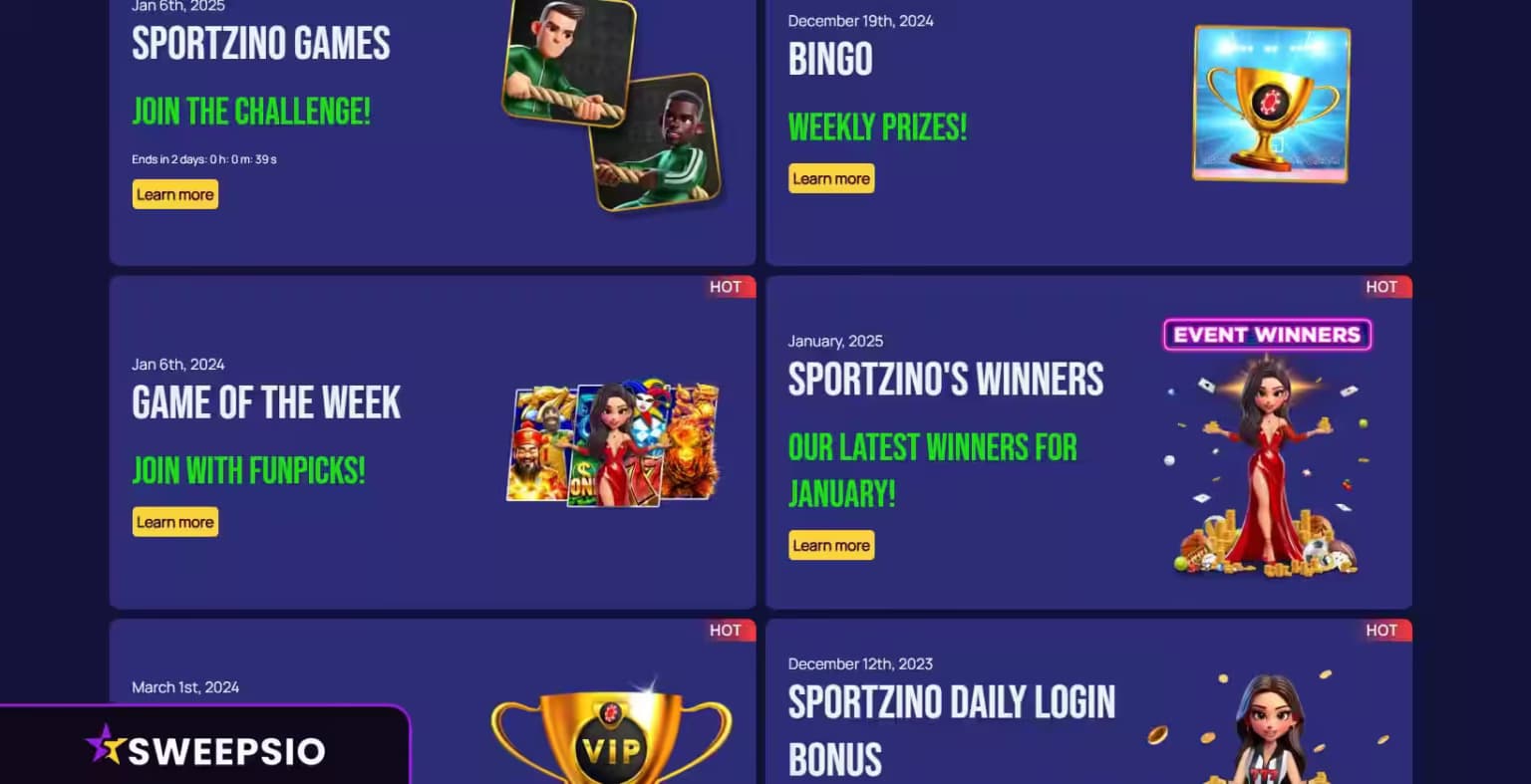 what are the sportzino bonus offers