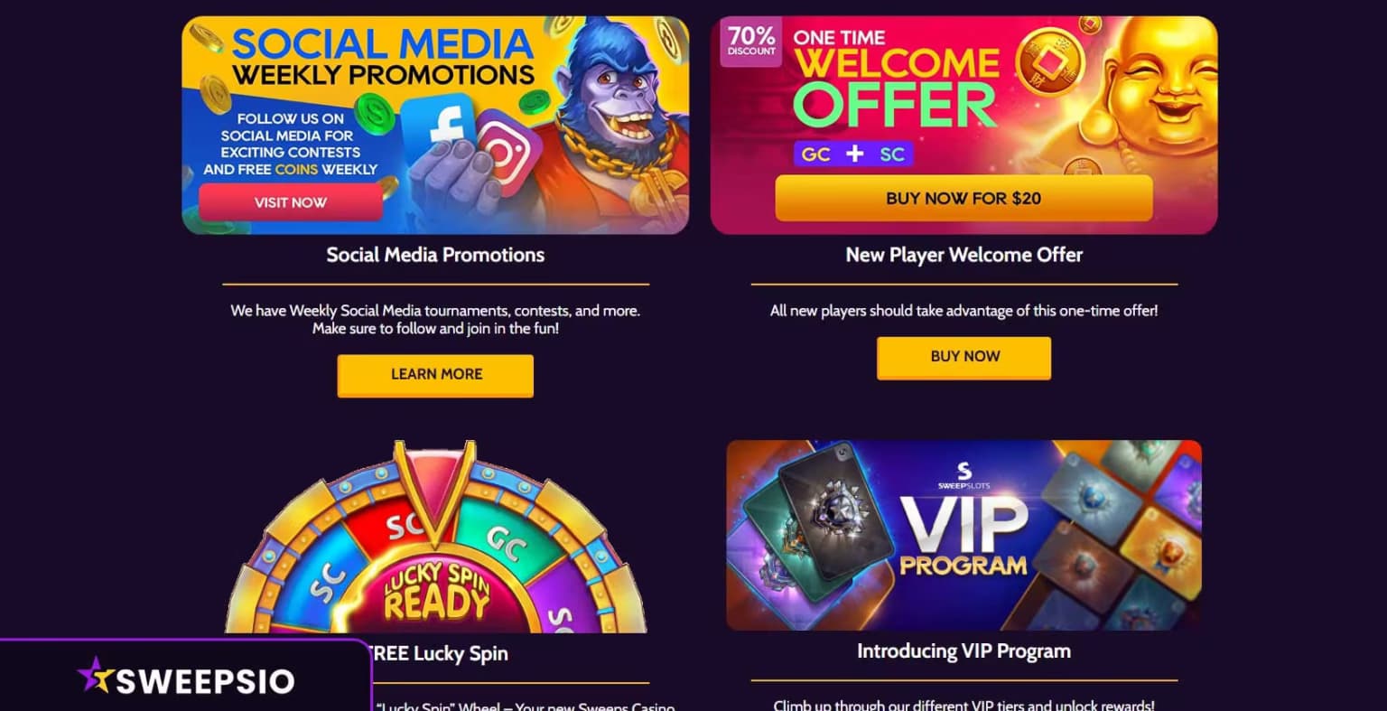 what are the sweepslots bonus offers