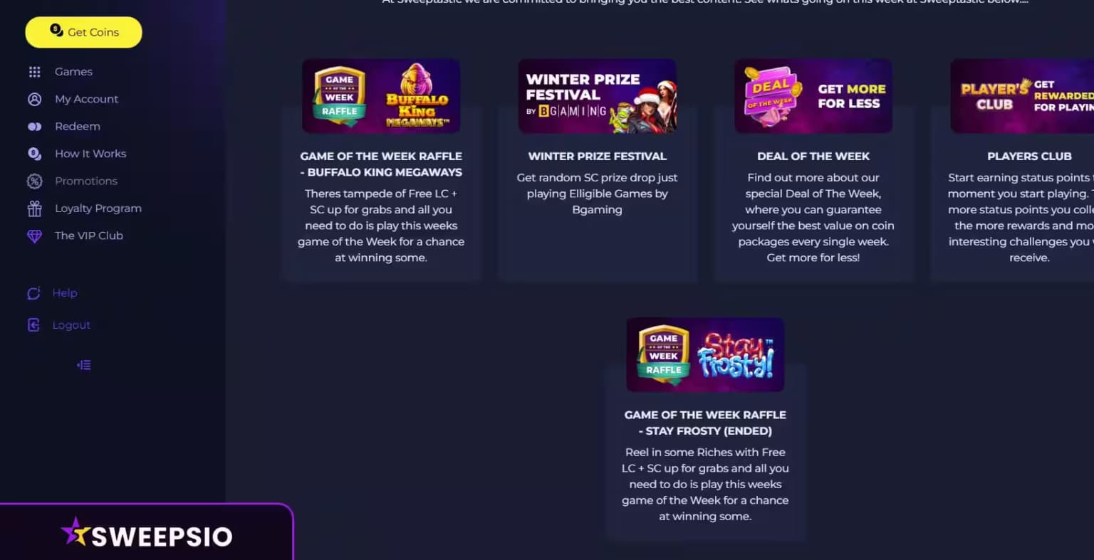 what are the sweeptastic promo offers
