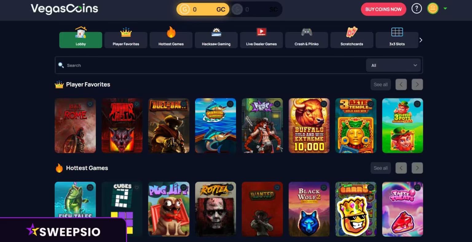 what are the vegas coins casino games