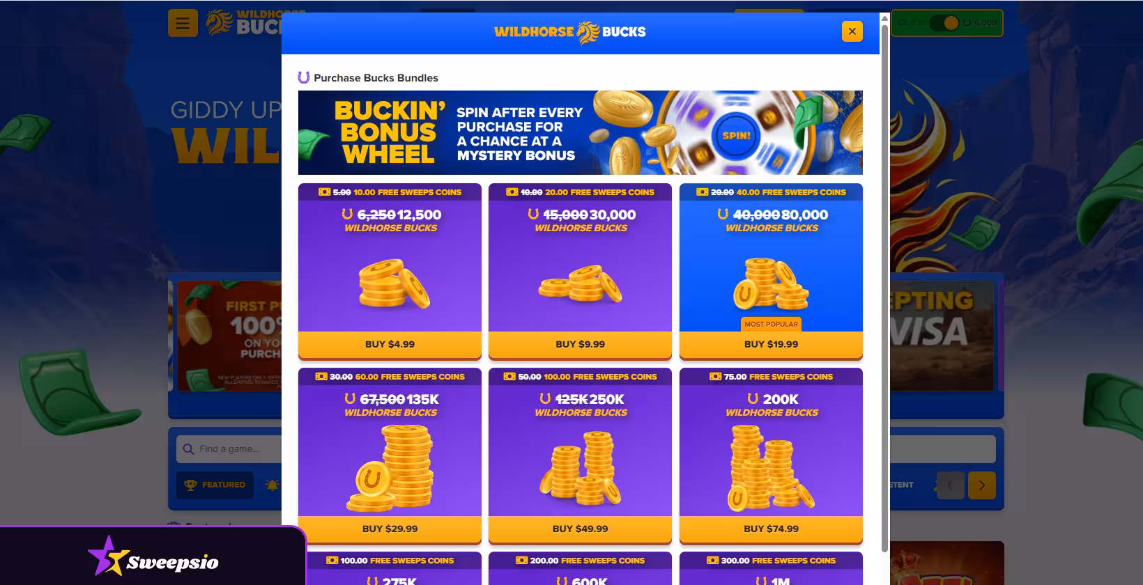 wildhorse bucks casino store