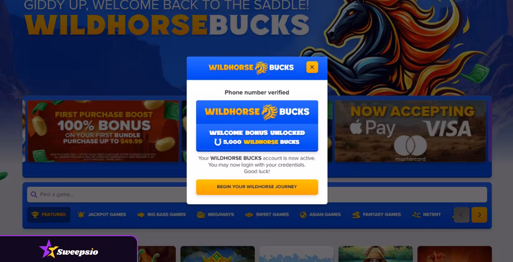 wildhorse bucks welcome bonus